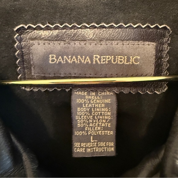 Banana Republic Men’s 100% Genuine Leather Jacket Black Size Large - Picture 3 of 4